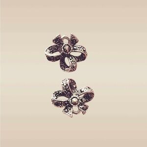 Silver bow marcasite earrings